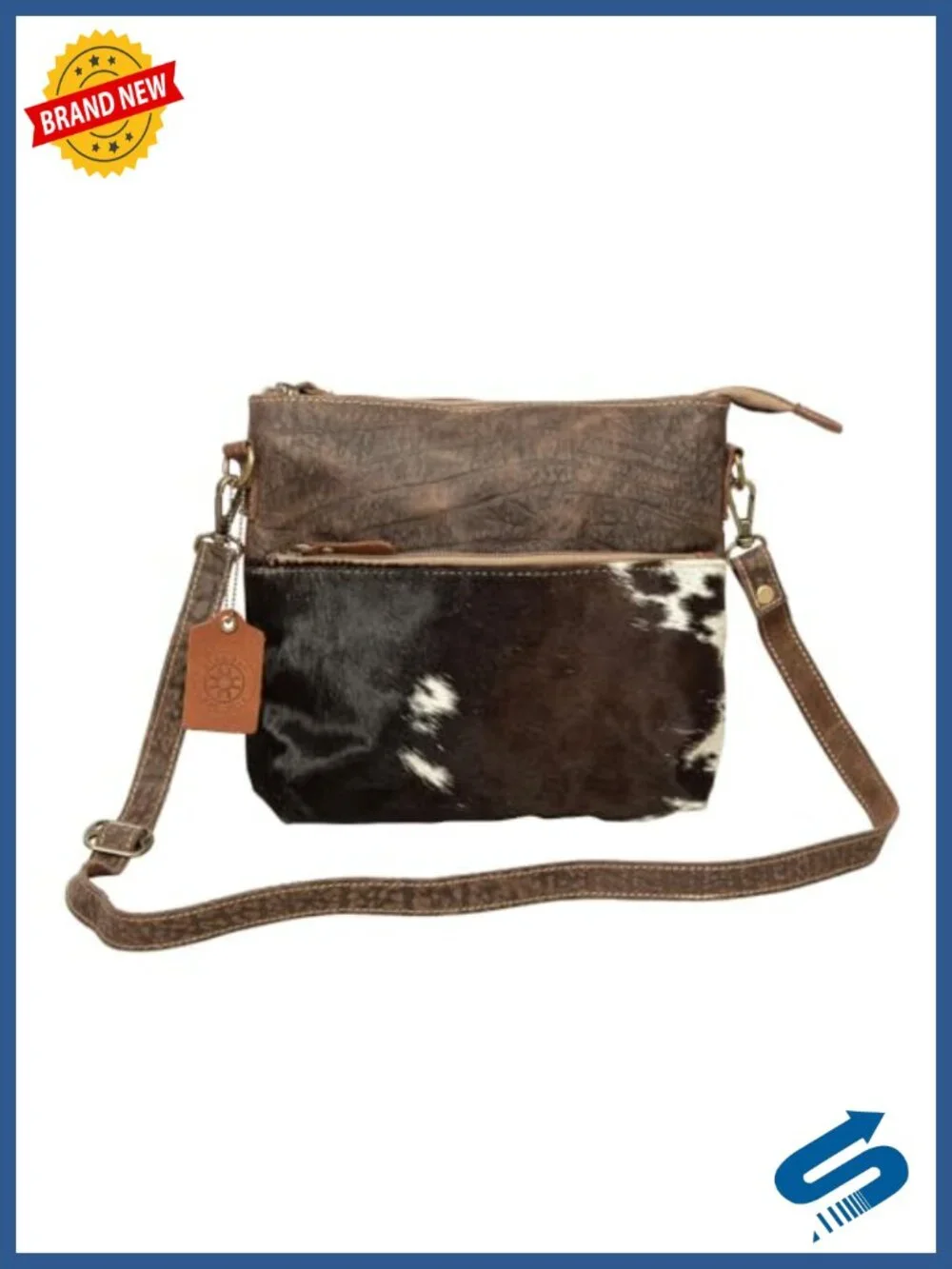 Canvas and Hairon Bag with Leather Shoulder Strap Western Style